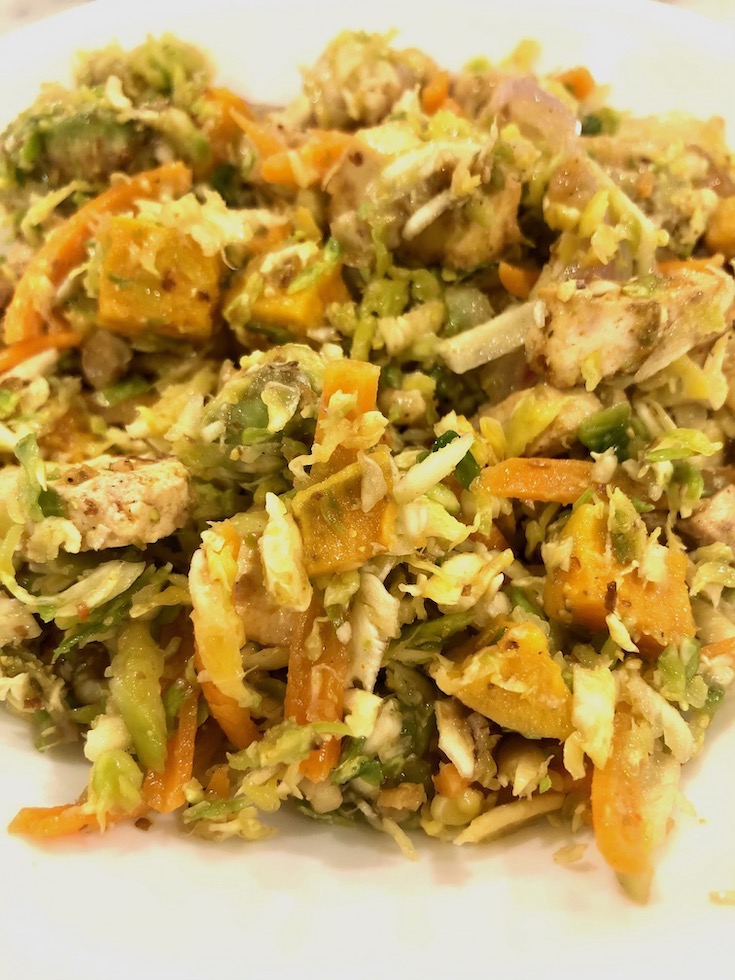 Shredded Brussels Sprouts & Tofu Salad