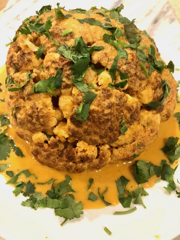 Whole Roasted Cauliflower with Thai Curry