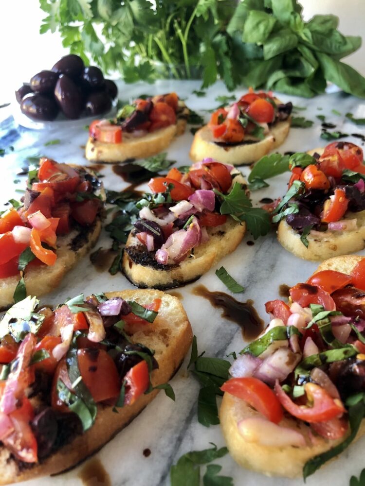 Tomato Bruschetta with Balsamic Reduction Drizzle