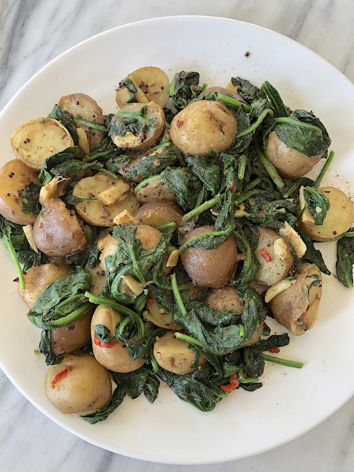 Succulent New Potatoes with Spinach (Aloo Palak)