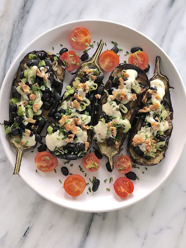 Eggplant Stuffed with Black Beans